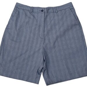 Cutter & Buck Sz 12 Navy Blue Glen Plaid Bermuda Length Golf Shorts High Waist